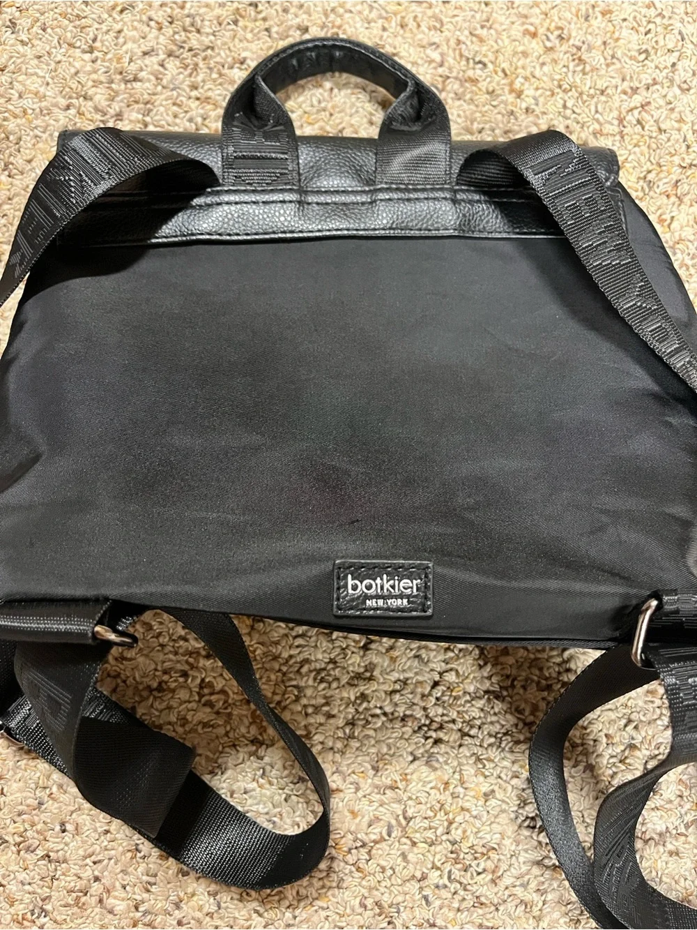 Botkier Black Leather-Flap Nylon Backpack